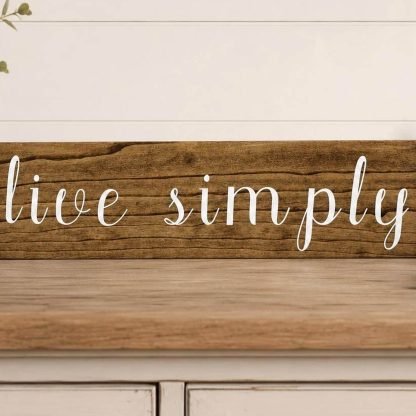 Live Simply Rustic Farmhouse Wood Sign - Hand-Painted Pine Wood Wall Art - 24x6 in – pine wood sign detail, Brown Fox Artistry