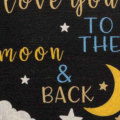 I Love You to the Moon and Back Sign - Hand-Painted Pine Wood Wall Art - 16x16 in – pine wood sign detail, Brown Fox Artistry