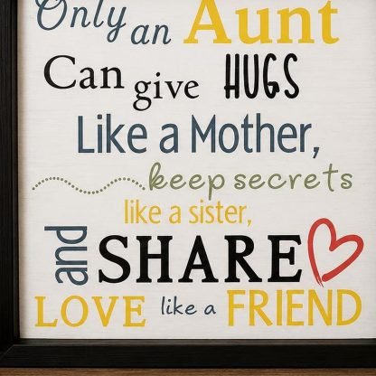 Only an Aunt Sign - Hand-Painted Pine Wood Wall Art - 13x13 in – pine wood sign detail, Brown Fox Artistry