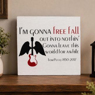 Free Fallin Wood Sign - Hand-Painted Pine Wood Wall Art - 12x12 in – hand-painted pine wood sign by Brown Fox Artistry
